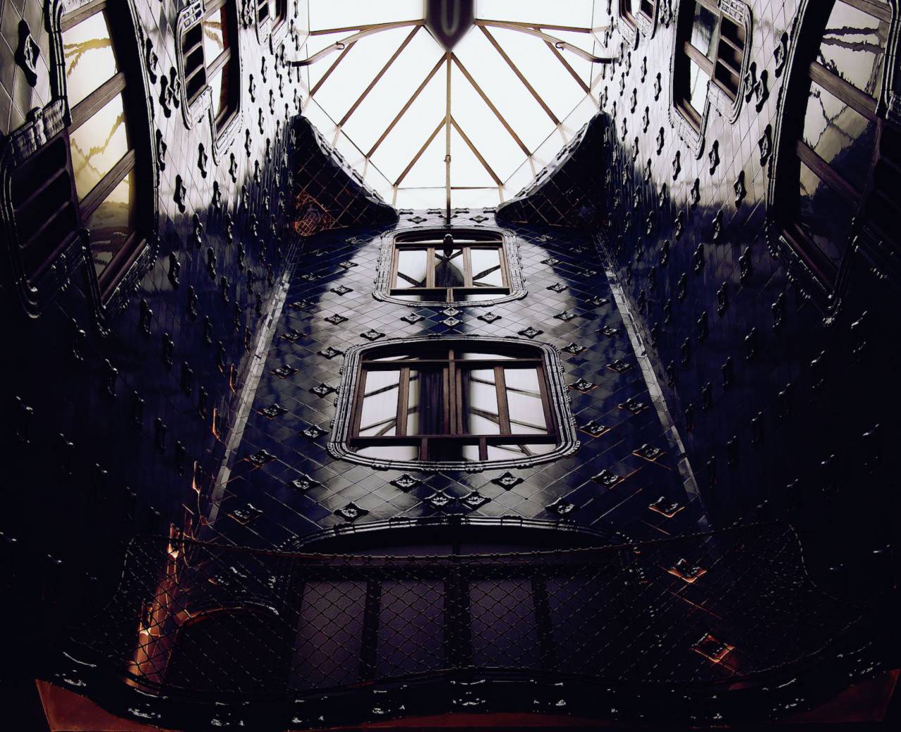 Interior, casa, diseño, ventanas, hierro, vidrio,