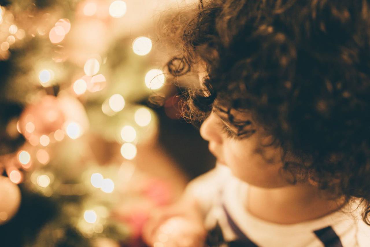 bebé, bokeh, desenfocar, luces, navidad, niño,