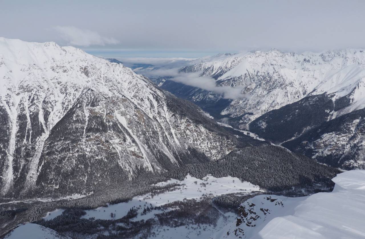 mountain, highland, cloud, sky, summit, ridge, landscape, nature, valley, hill, snow, winter, view, travel, trees
, 