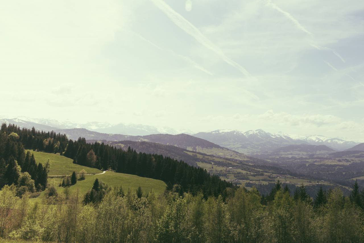 nature, landscape, mountains, summit, peaks, prairie, grass, forest, trees, sky, clouds, horizon
, 