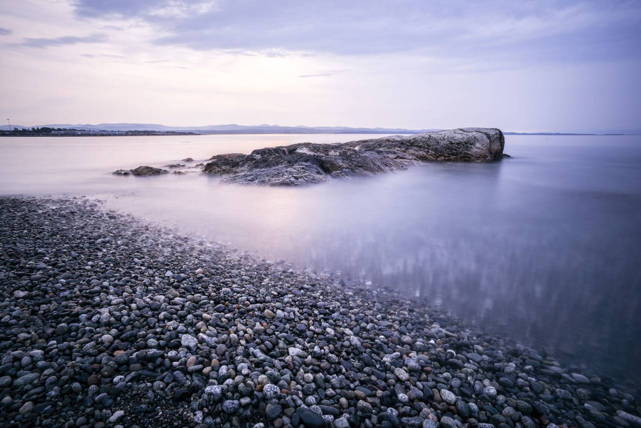 nature, water, ocean, river, reflection, still, calm, surface, rocks, stones, coast, shore, islands, sky, clouds, horizon
, 