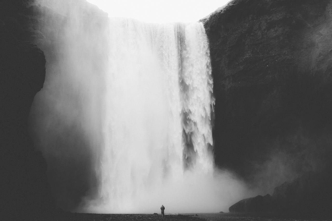 nature, water, waterfalls, travel, black and white, grayscale
, 