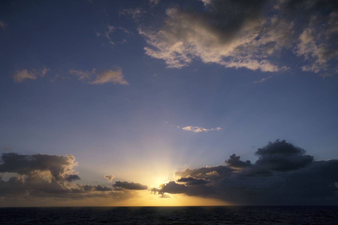 océano, puesta de sol, poder, anochecer, tarde, mar, sol,