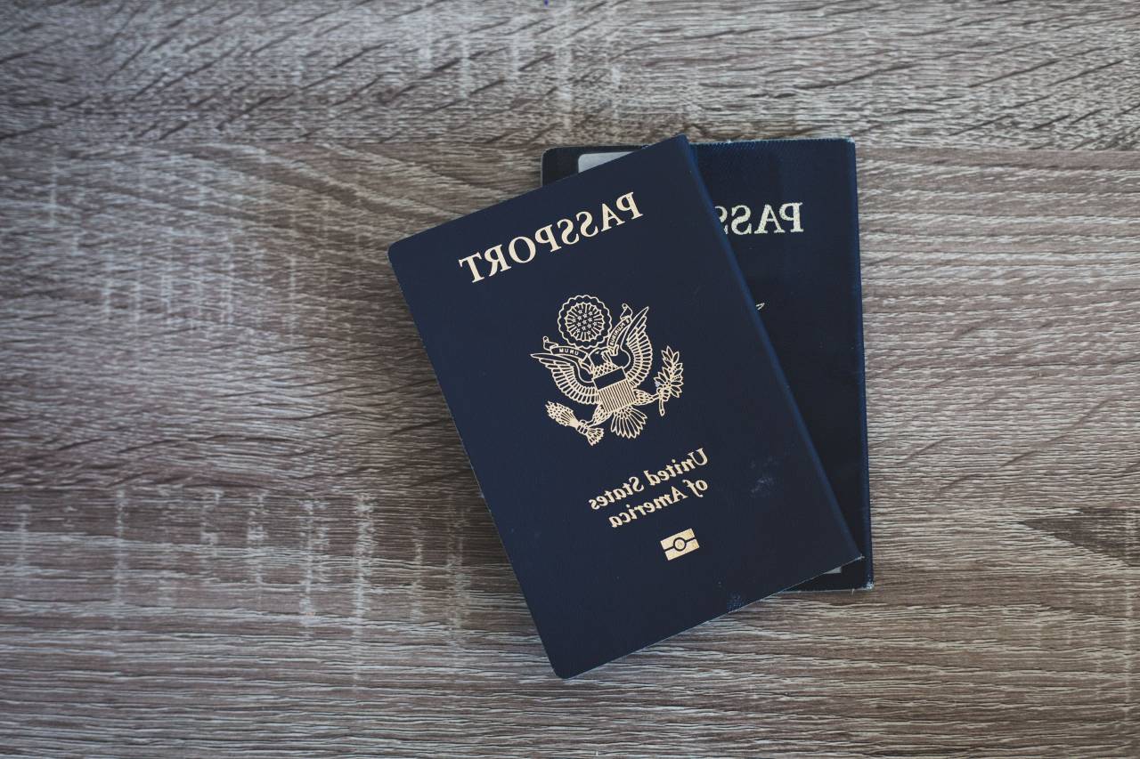 passport, table, travel, close up, flat lay, wood, american, document, citizen, concept, identification, book
, 