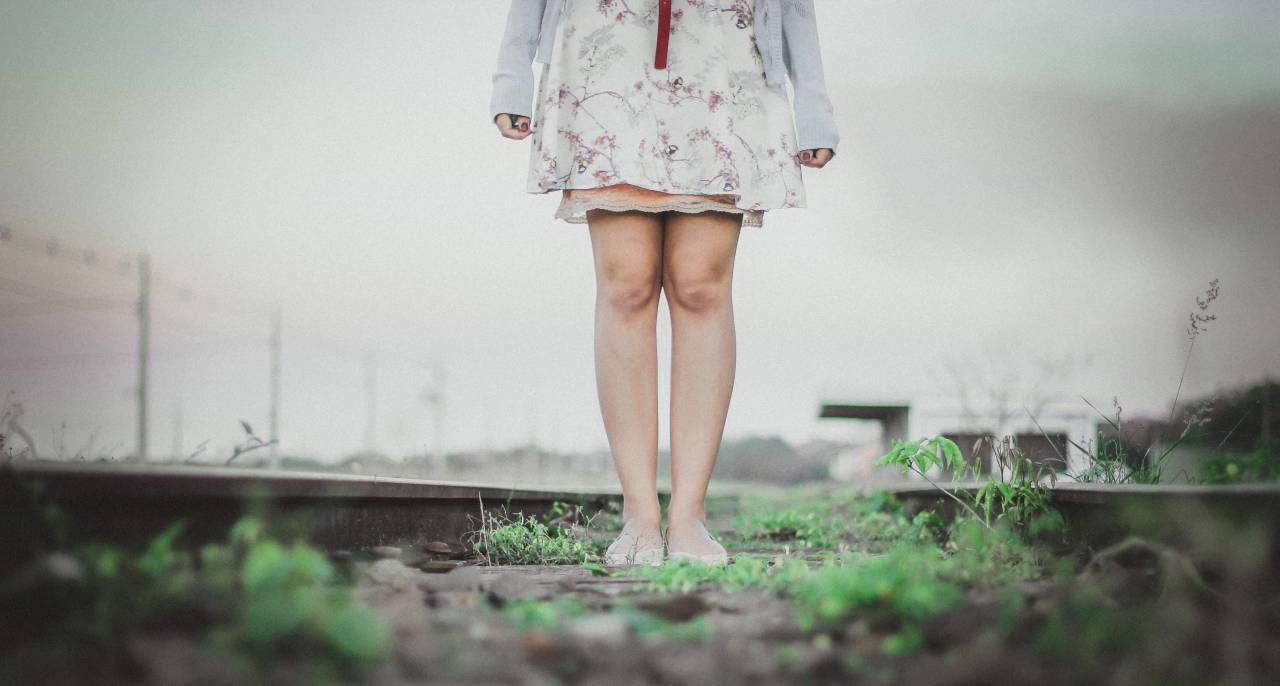 people, girl, woman, dress, knees, legs, foot, green, grass, ground, blur
, 