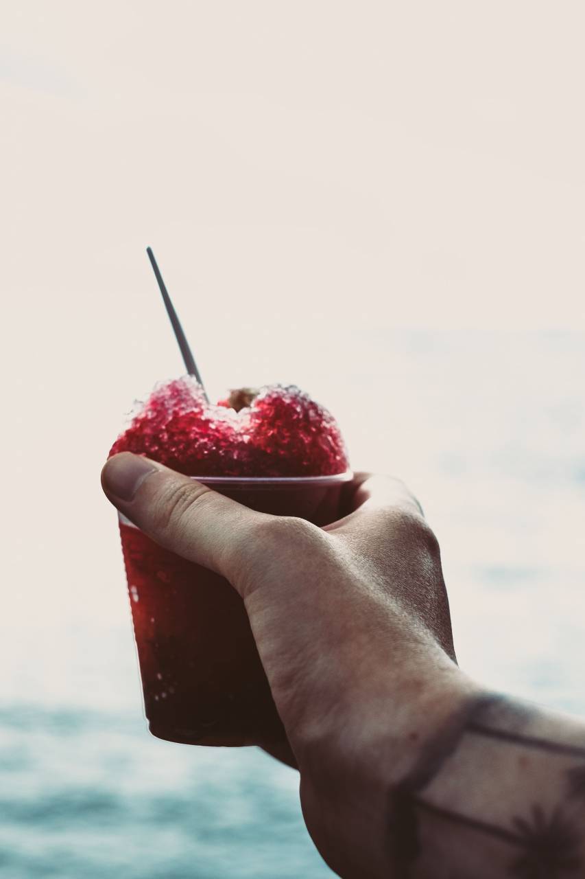 people, hand, art, tattoo, drinks, beverage, red, strawberry, cold, glass, cup, ice
, 