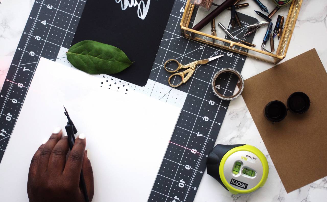 ruler, scissors, compass, design, art, leaves, calligraphy, paper, sheets, hand
, 