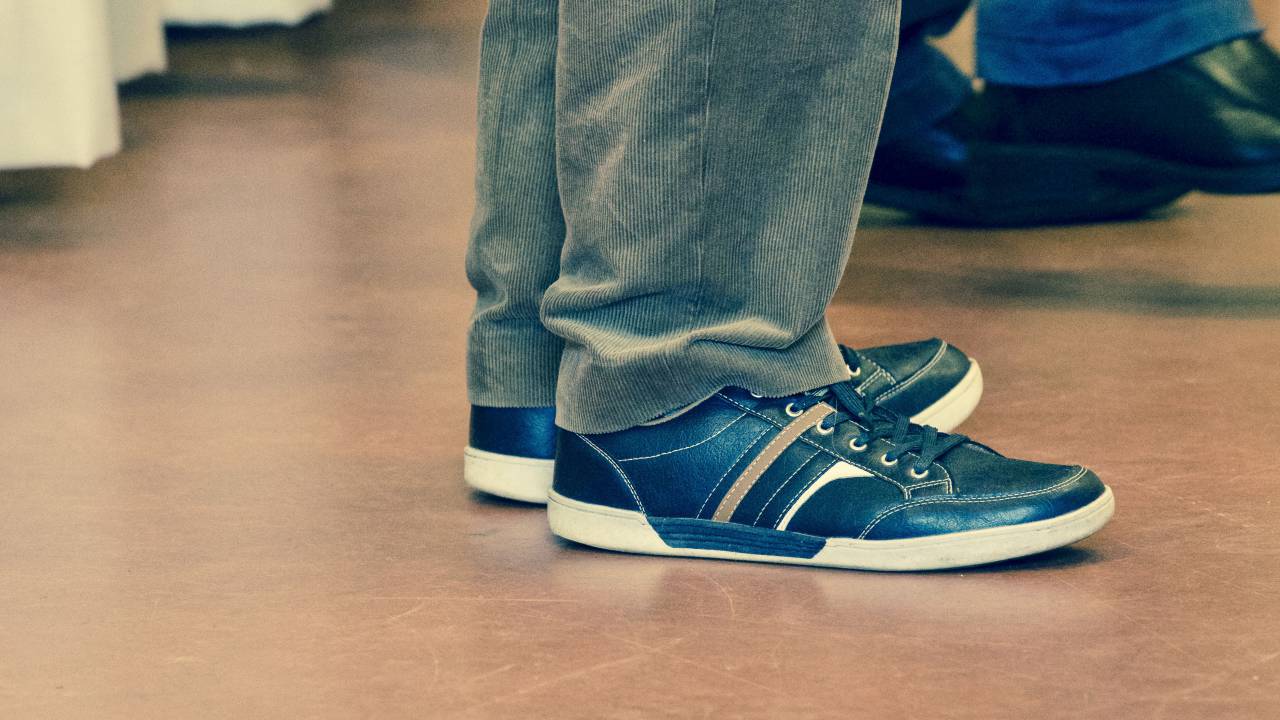 shoes, shoelace, floor, black, leather, design, floor, art, pants
, 