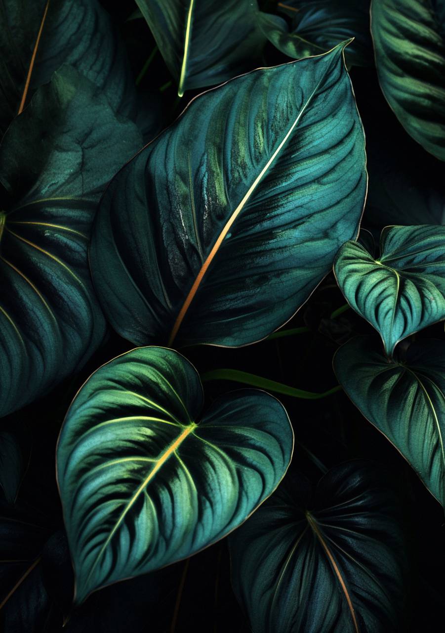 spathiphyllum, cannifolium, leaves, plant, detail, foliage, green, tropical, nature, botany, closeup, texture, flora, natural, exotic, 