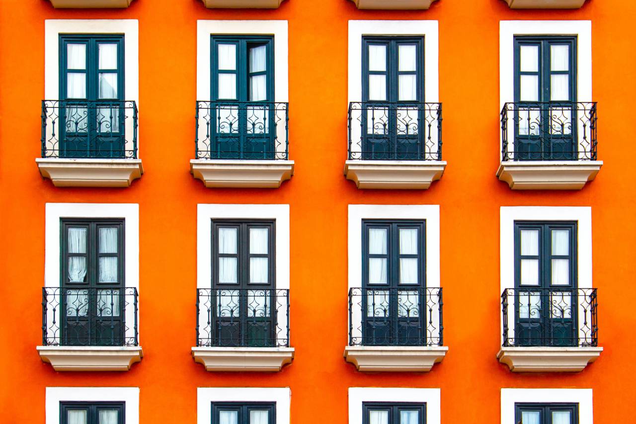Orange-Colored, Old Building, Colonial Windows, Architecture, Heritage, History, Vintage, Charm, Facade, Colorful, Character, Unique, Nostalgia, Past, Elegance, Detail, Landmark, Preservation, Aesthetic, 