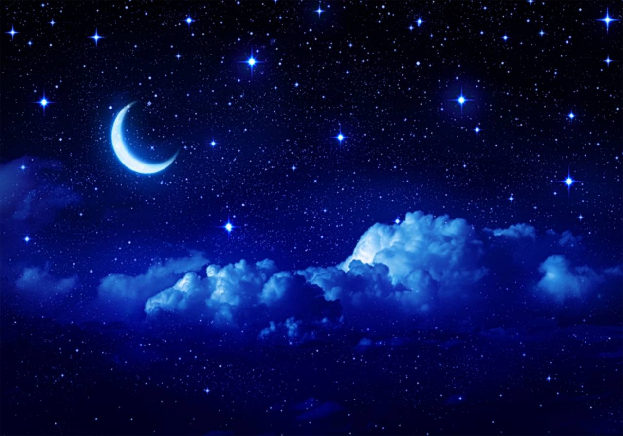 sky, night, moon, blue, background, dark, landscape, moonlight, nature, bright, light, galaxy, black, glowing, astrology, scene, twilight, dusk, fog, planet, science, star, silhouette, midnight, illuminated, horizon, lunar, abstract, round, satellite, time, beautiful, sparkle, phase, fantasy, stars, waxing crescent, 