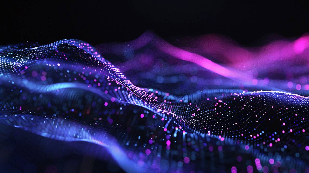 abstract, blue, purple, glowing, particles, wave, background, digital, futuristic, vibrant, technology, neon, motion, energy, light, glowing wave, abstract art, fluid, dynamic, bright, space, design, science, innovation, creative, pattern, texture, color, glow, concept, digital art, 