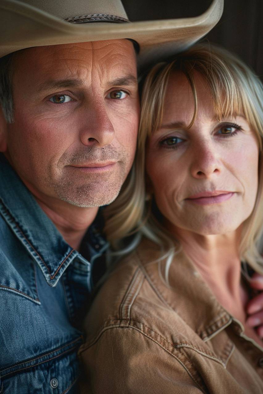couple, 50 years old, portrait, staring, camera, love, relationship, mature, experience, connection, together, senior couple, aging, happiness, bond, family, intimacy, affection, partnership, lifelong, smiles, harmony, seasoned, older couple, emotional connection, natural, elderly, togetherness, strong bond, romantic, 