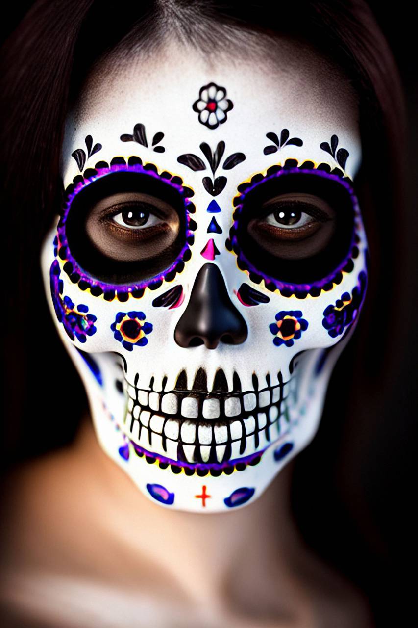 Día de Muertos;cráneo;cara pintada,halloween,rostro humano,mujer,cráneo humano,retrato,muerte,belleza,decoración,adulto,espeluznante,