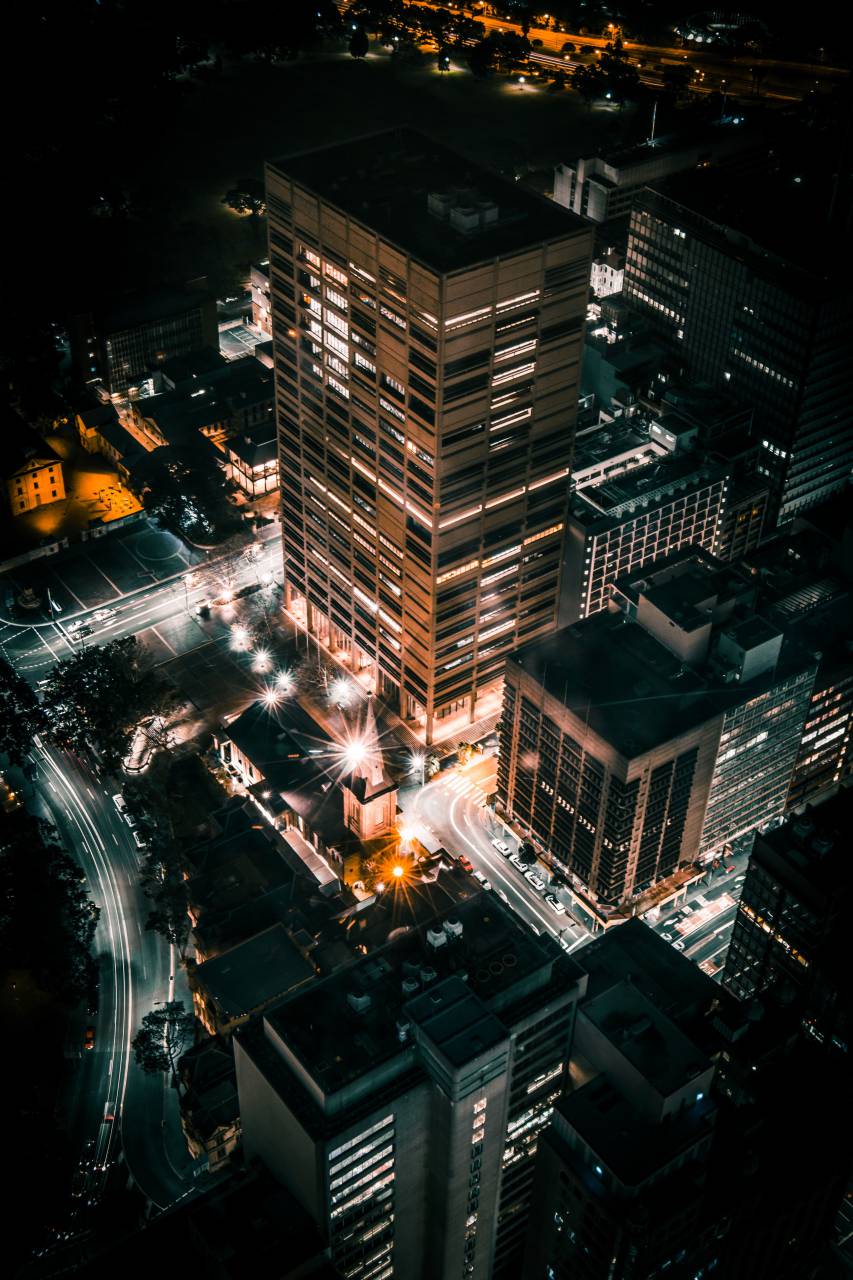 building, structure, infrastructure, establishment, hotel, city, urban, architecture, art, glass, plants, trees, vehicle, car, speed, top view, post, lights, road, traffic lights, trip, travel, transportation
, 