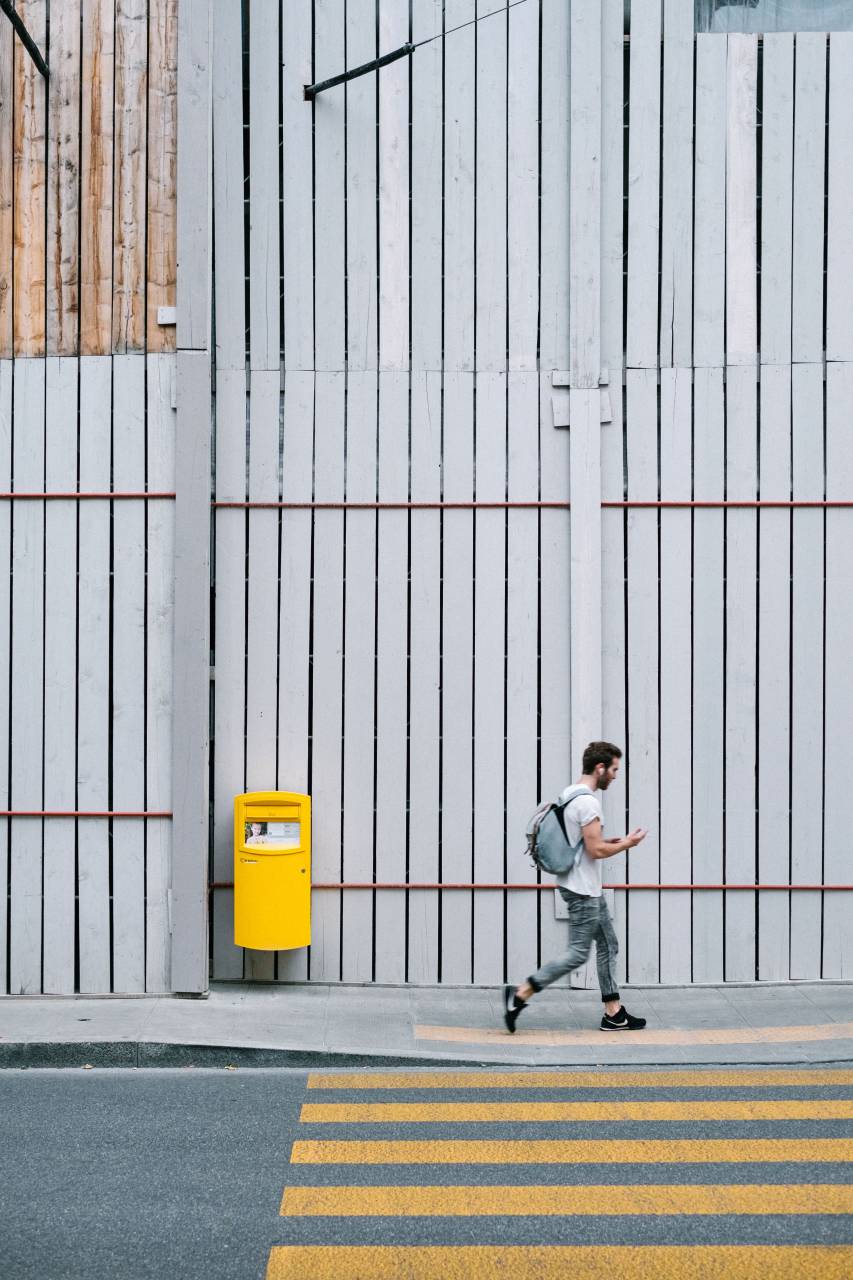 guy, man, male, walk, side, style, fashion, street, pedestrian, lane, wood, panels, walls, city, urban, metro, lines, linear, patterns, minimalist
, 