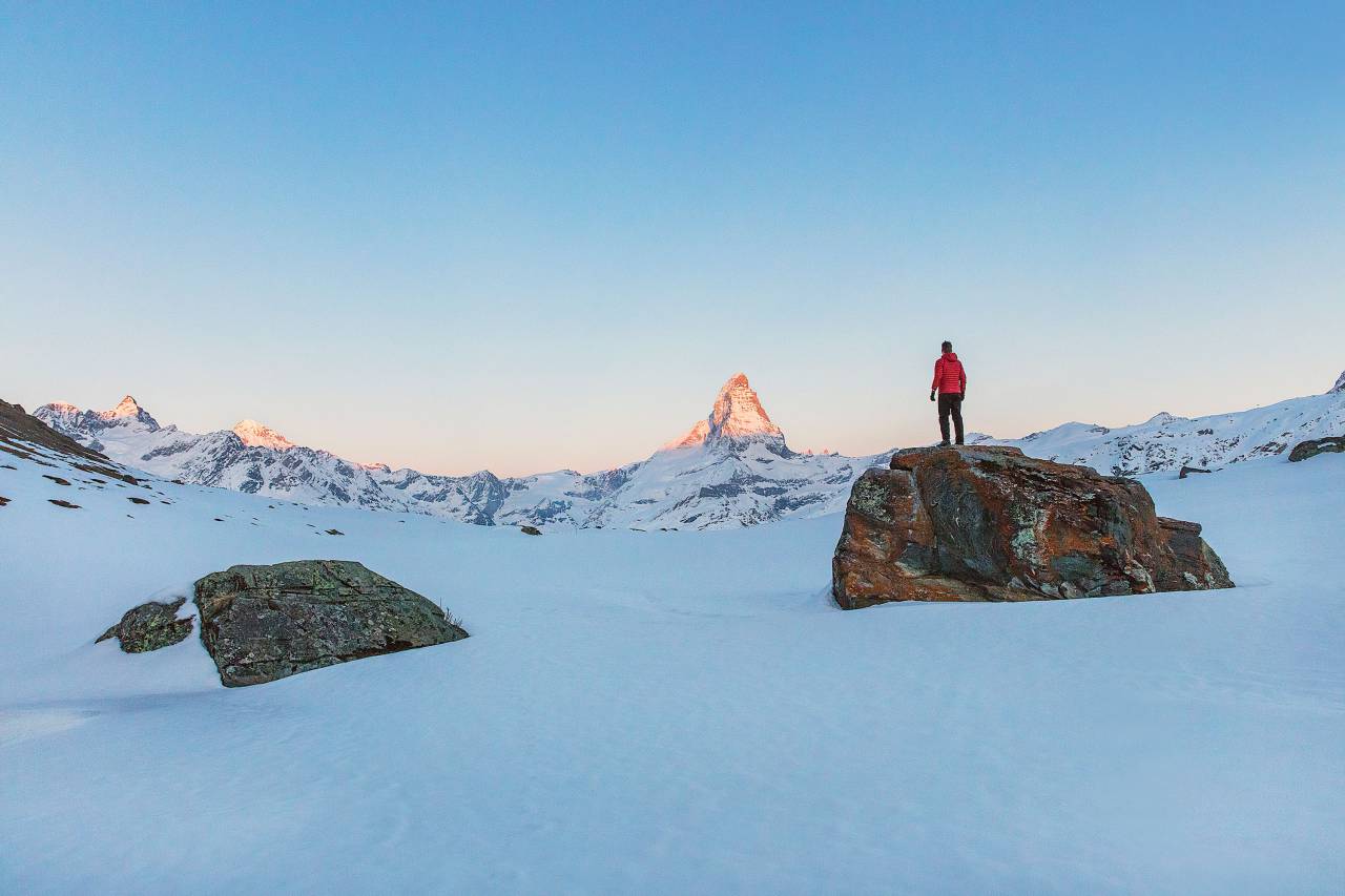 mountain, highland, cloud, sky, summit, ridge, landscape, nature, valley, hill, cliff, rocks, snow, winter, view, travel, people, man, alone
, 