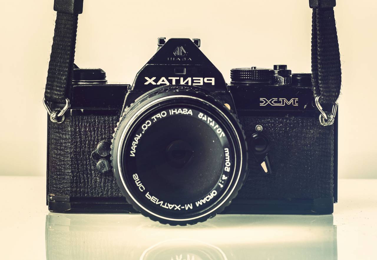 Pentax, analógico, cámara, vendimia, antiguo, primer plano, apertura, negro, tecnología, dispositivo, equipo, fotografía, fotógrafo, reflexión, retro, sepia, lente,