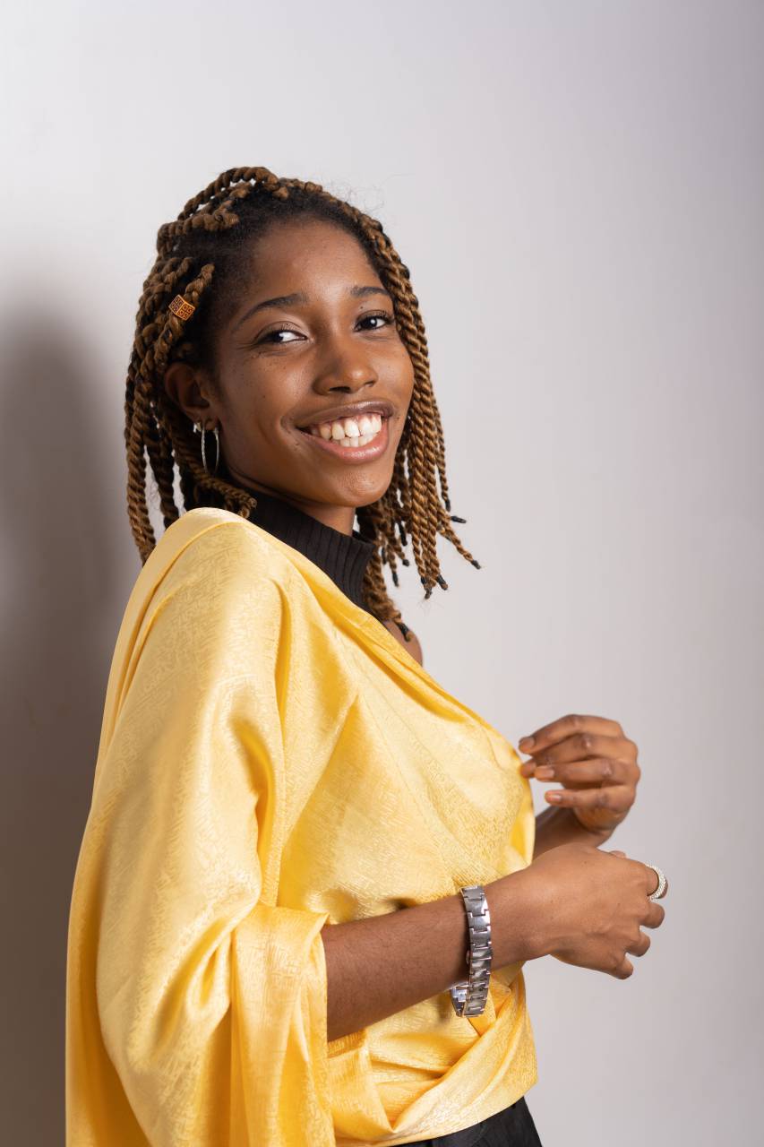 woman, yellow, dress, black, confidence, model, posing, interior, modern, fashion, dreadlocks, beauty, 20 years, smiling, 